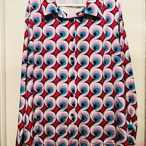 SHEIN Curve Multicolor Retro Print Shirt